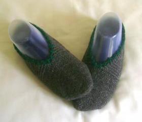 Gray green slippers grey slippers knitting slippers woman slippers home shoes cosy slippers 